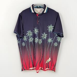 Greyson Golf Serenity Maltese Polo Men's XXL All Over Print Palm Tree